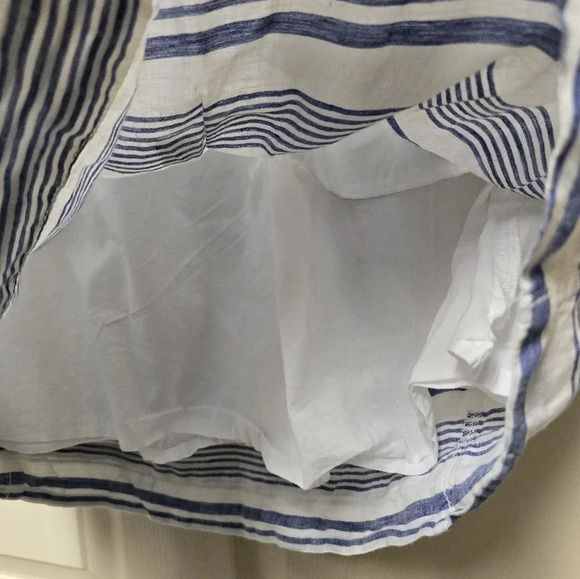J Crew White and Blue Striped Nautical 100% Linen Casual Short Mini Skirt Size 2 - Picture 5 of 10